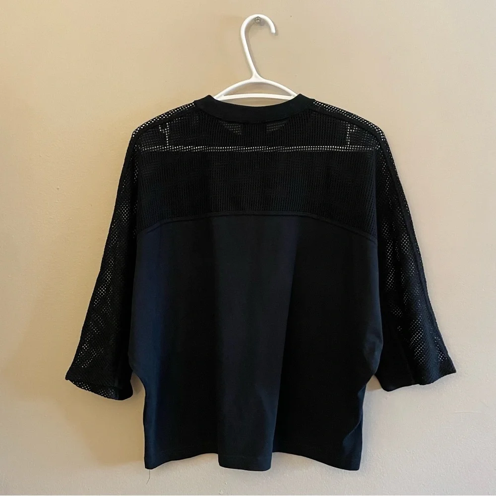 Nike Black Drop Sleeve Mesh Top w 3/4 Sleeve & Cropped Boxy Fit – Size Small EUC - Picture 10 of 14